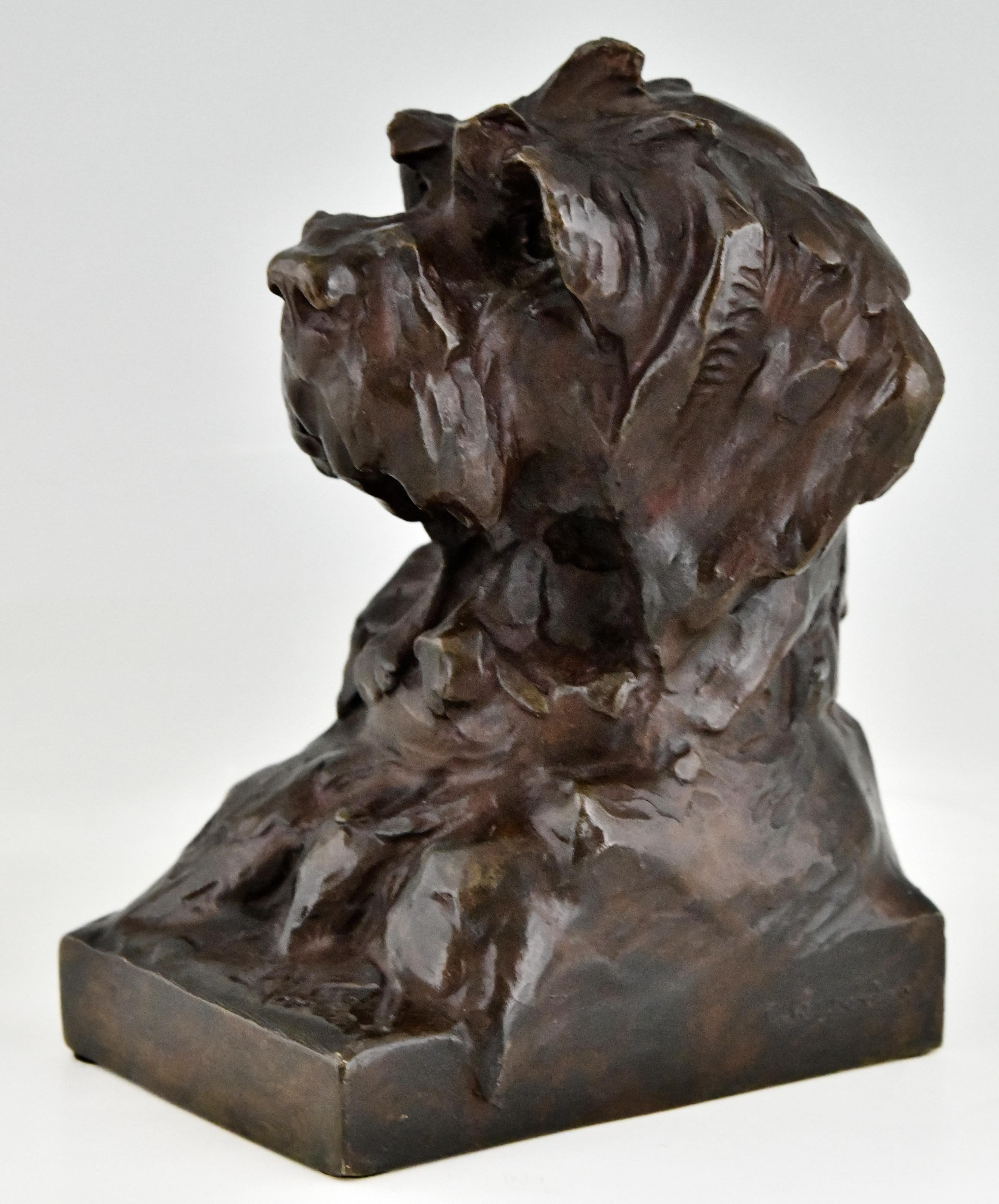 Art Deco Bronze Sculpture Terrier Dog Bookends by L. Fiot, Susse Frères Foundry 1
