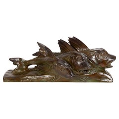 Vintage Art Deco Bronze Sculpture “Three Fish” by Charles Roux & Susse ca. 1930