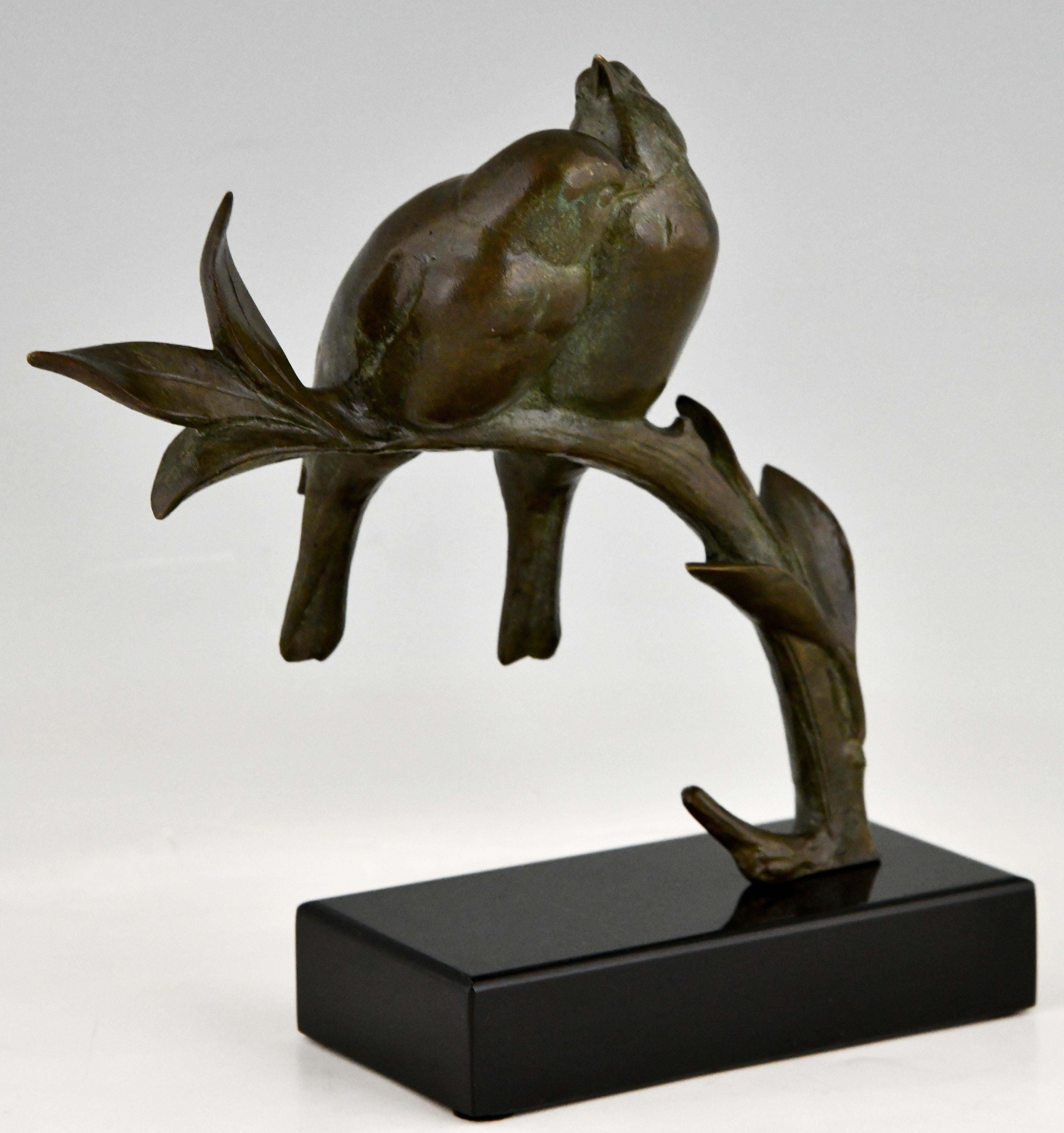 Art Deco Bronze Sculpture. Two Birds on a Branch by Andre Vincent Becquerel 3