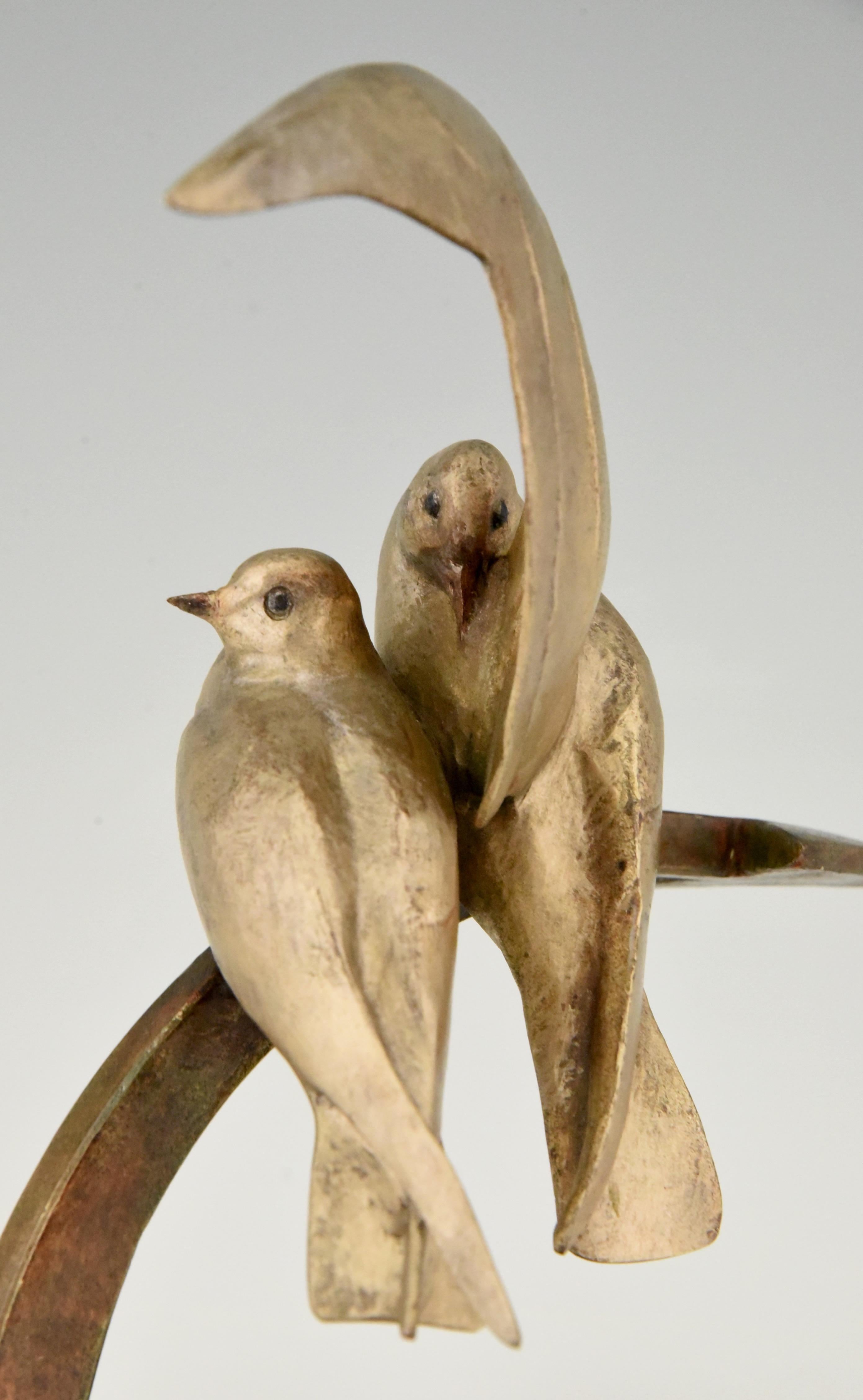 Art Deco Bronze Sculpture Two Birds on an Ancre Andre Vincent Becquerel, 1925 2
