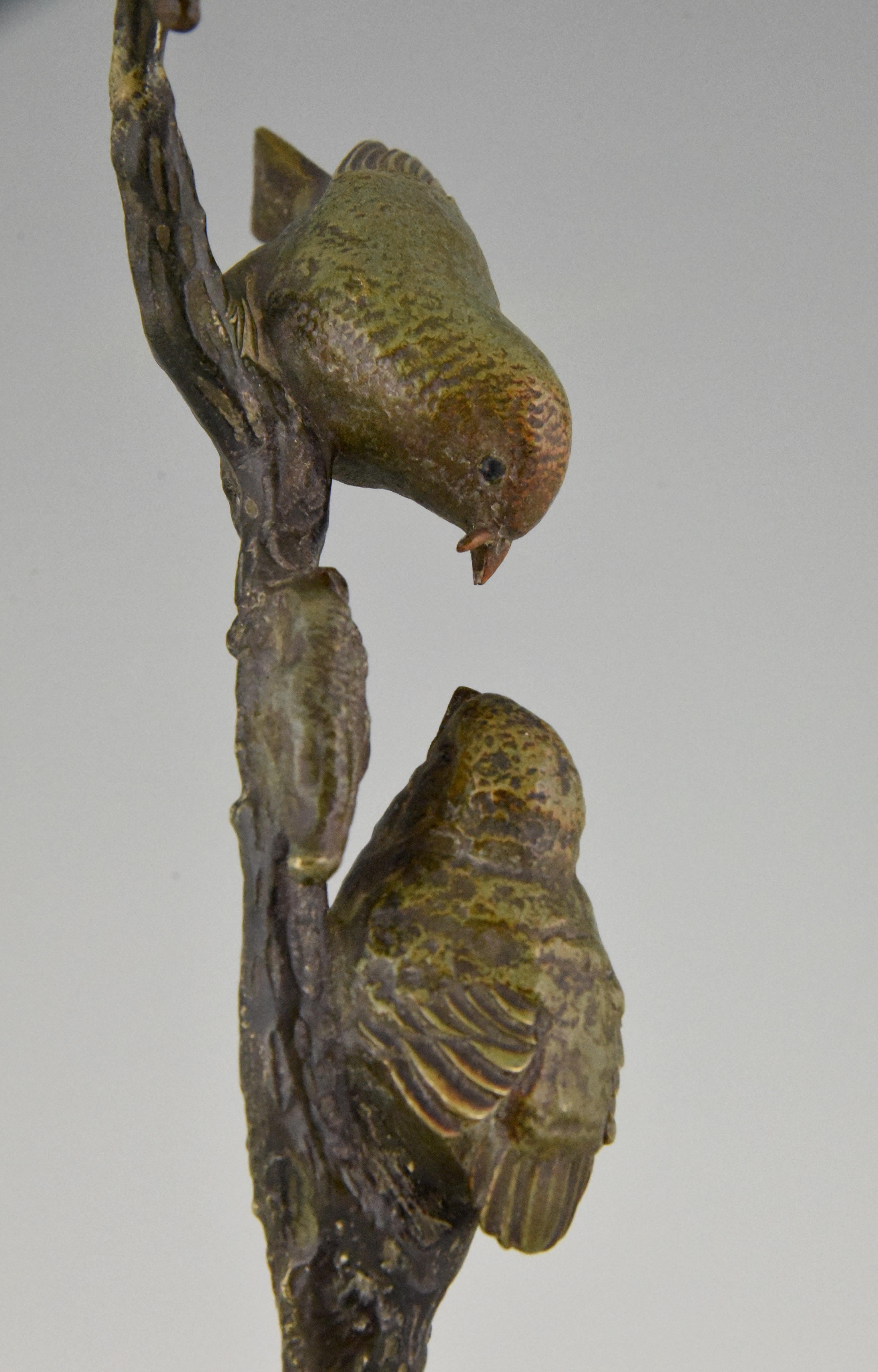 Art Deco Bronze Sculpture Two Birds on an Branch by Irenee Rochard, 1930 4