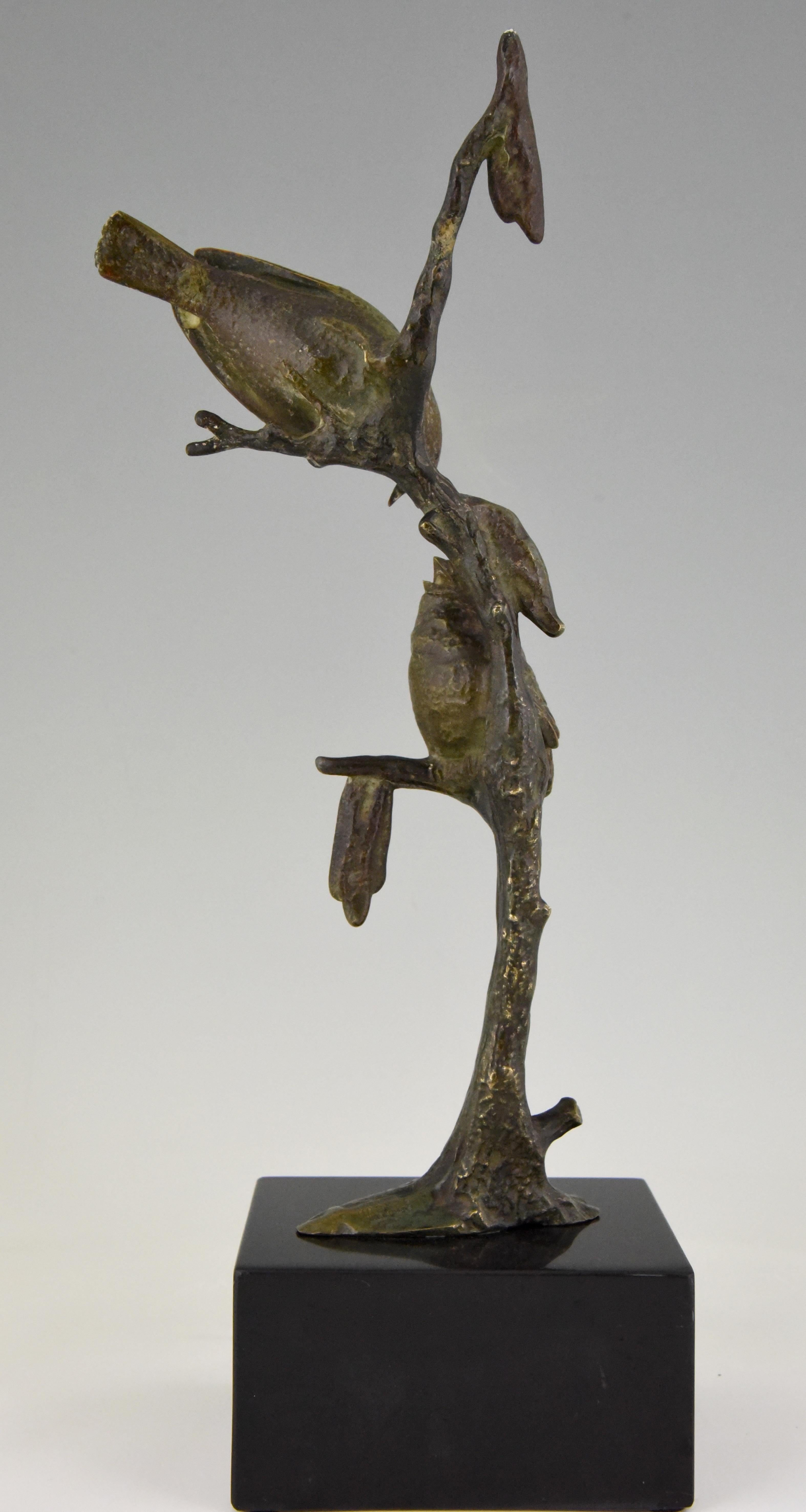 Art Deco Bronze Sculpture Two Birds on an Branch by Irenee Rochard, 1930 In Good Condition In Antwerp, BE