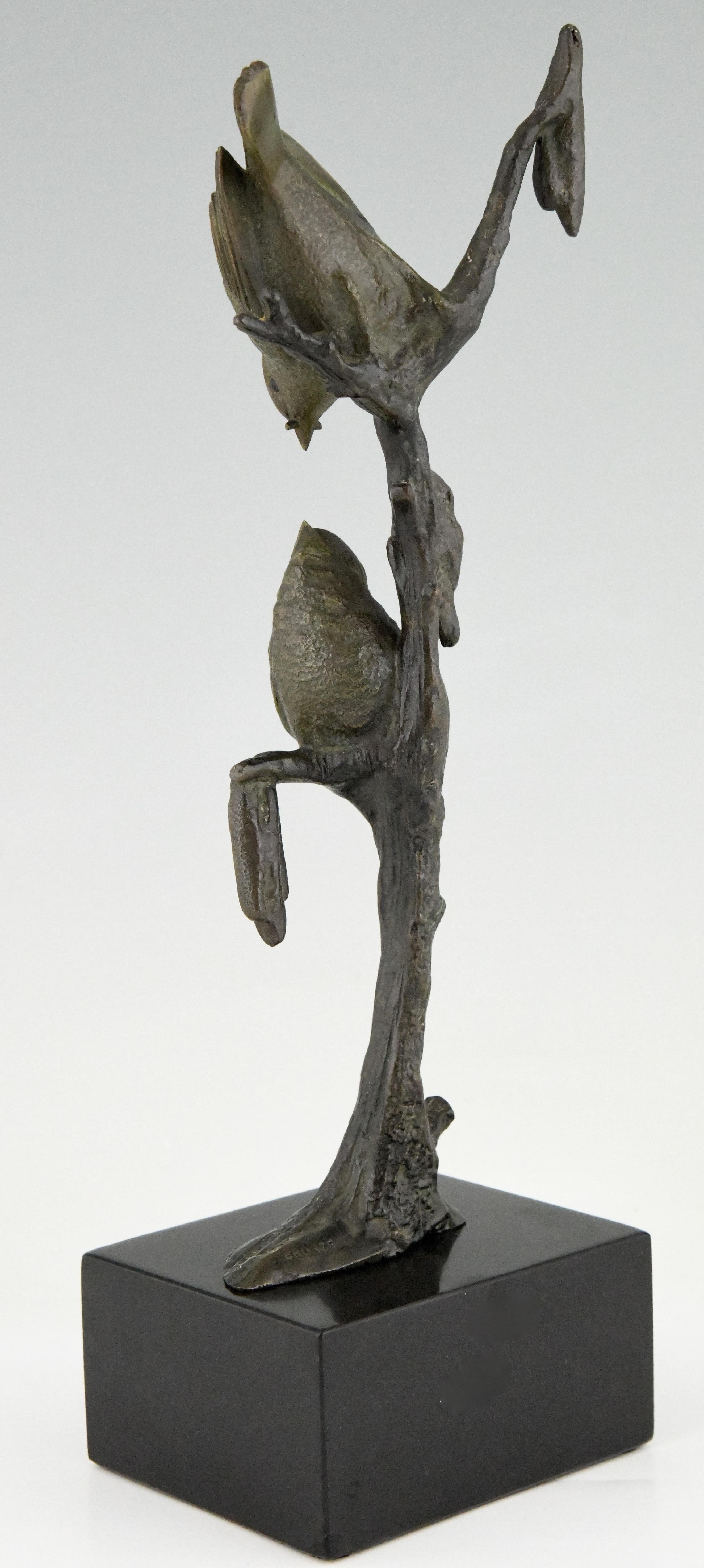 Art Deco Bronze Sculpture Two Birds on an Branch Irenee Rochard, France, 1930 In Good Condition In Antwerp, BE