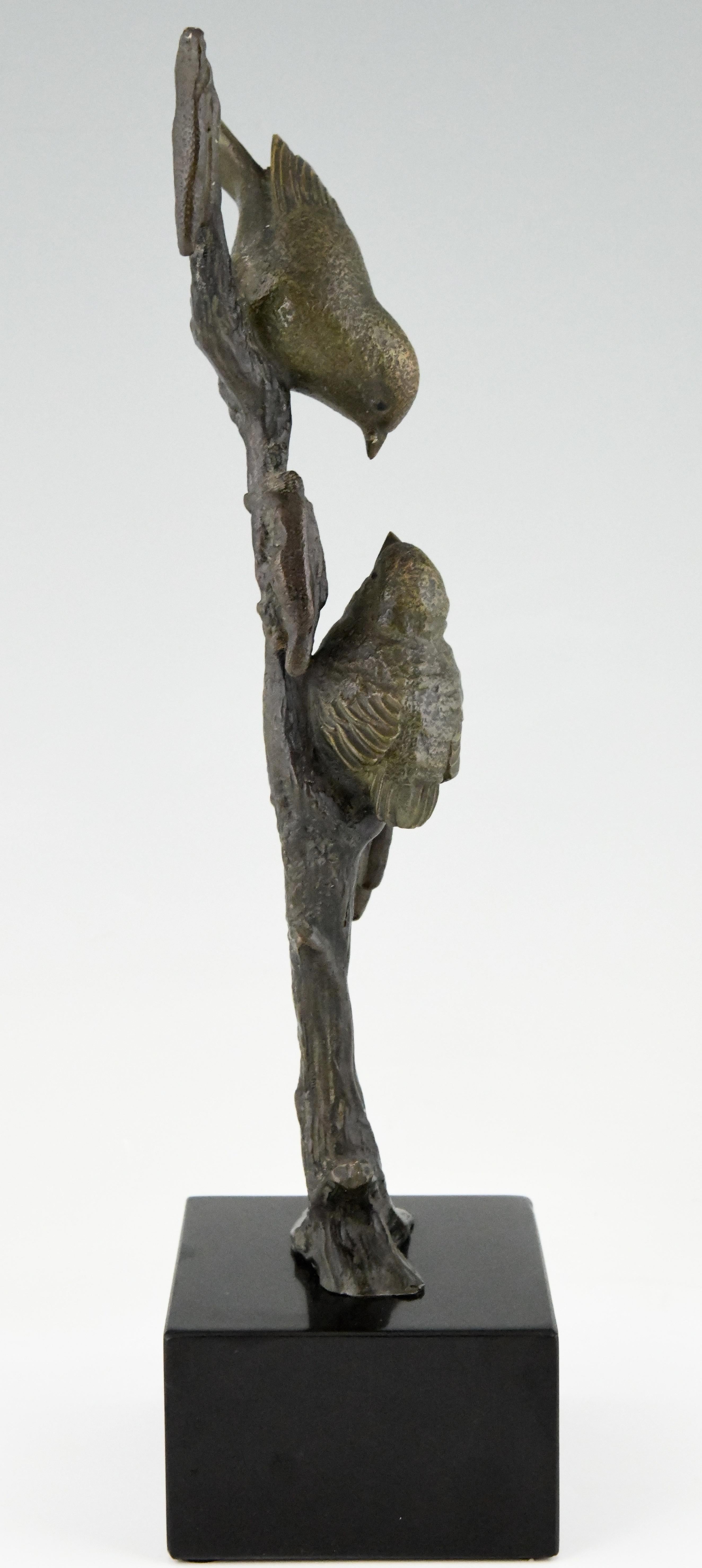 Art Deco Bronze Sculpture Two Birds on an Branch Irenee Rochard, France, 1930 2