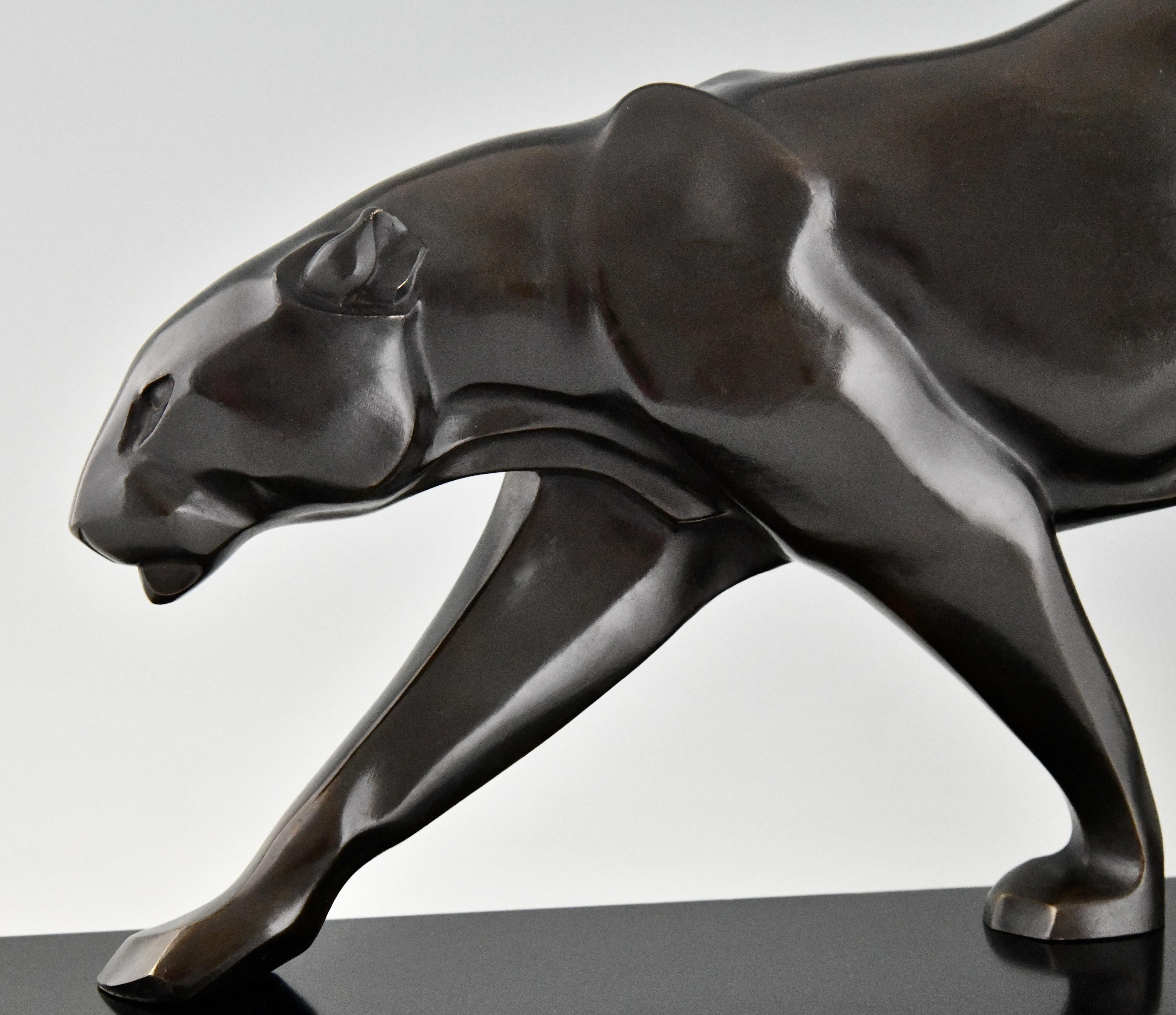 Art Deco Bronze Sculpture Walking Panther by Maurice Prost, Susse Frères 1935 3