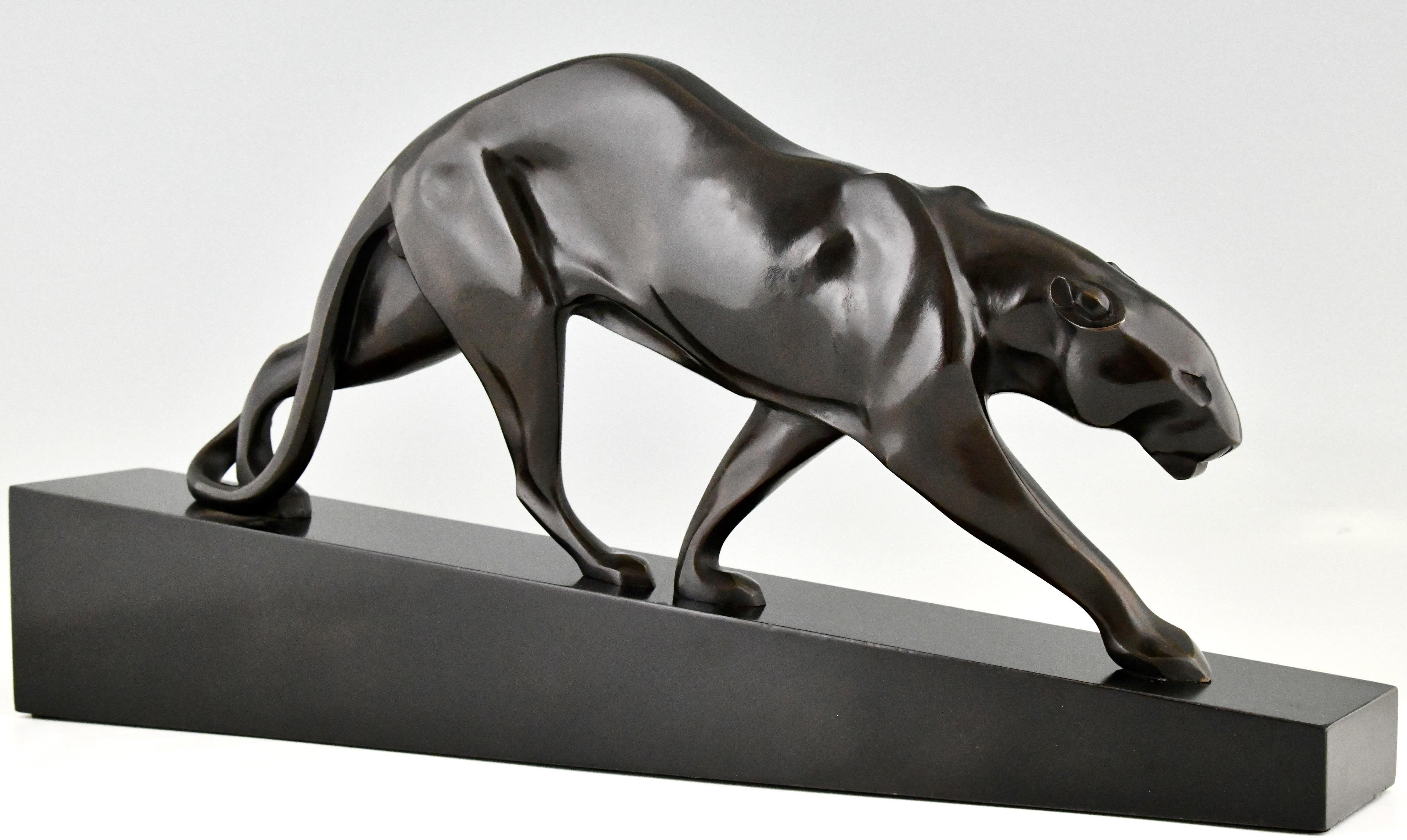 Art Deco Bronze Sculpture Walking Panther by Maurice Prost, Susse Frères 1935 In Good Condition In Antwerp, BE