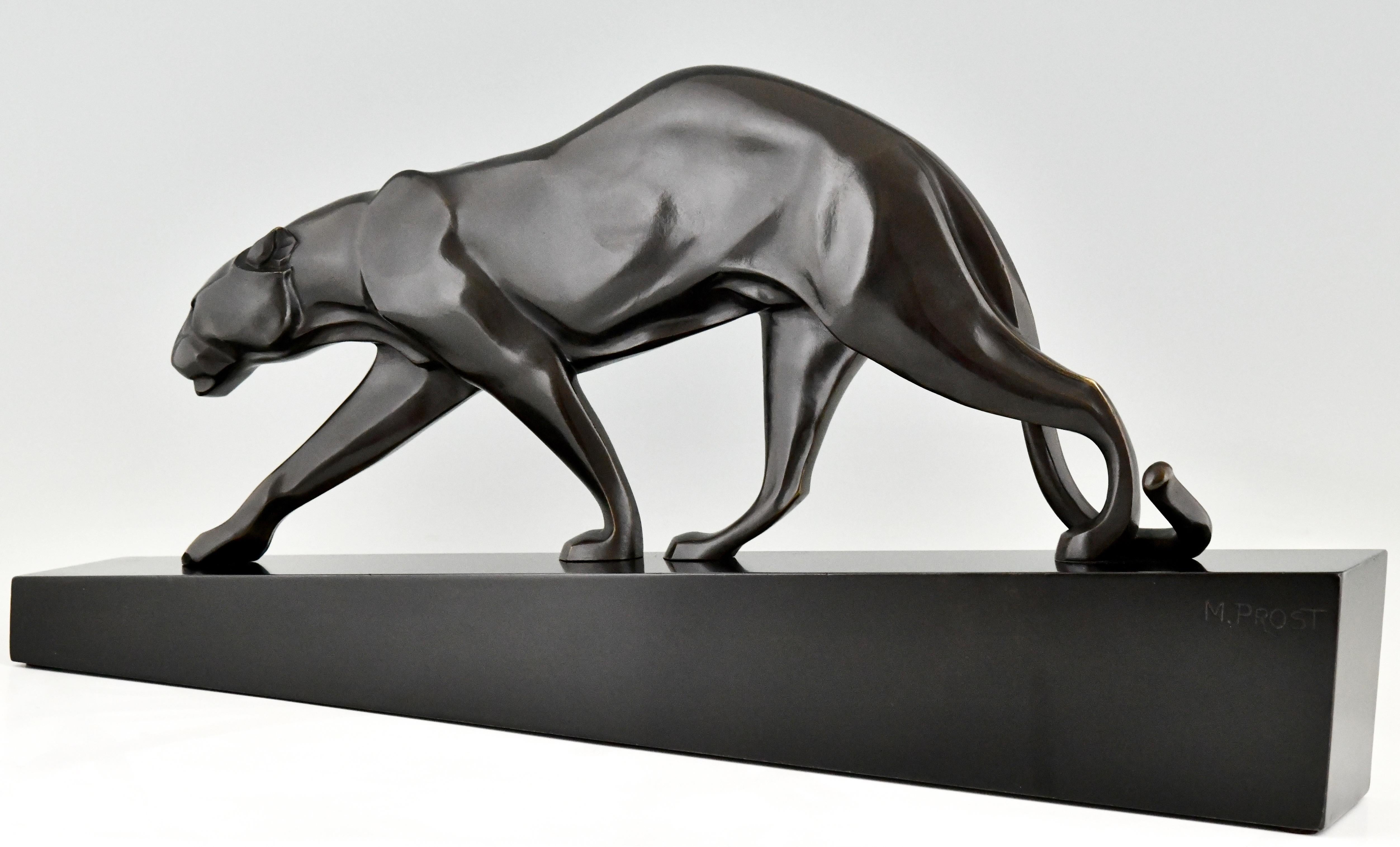 Art Deco Bronze Sculpture Walking Panther by Maurice Prost, Susse Frères 1935 2