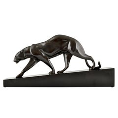 Art Deco Bronze Sculpture Walking Panther by Maurice Prost, Susse Frères 1935