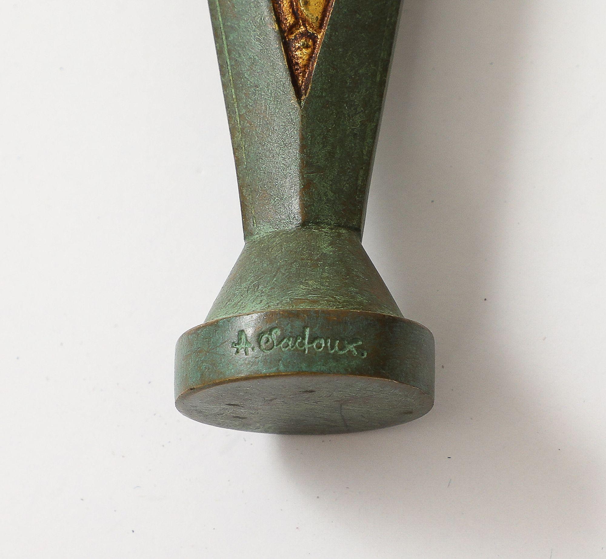 Vassoio per sigilli e inchiostro in bronzo Art Déco di Sadoux in vendita 4