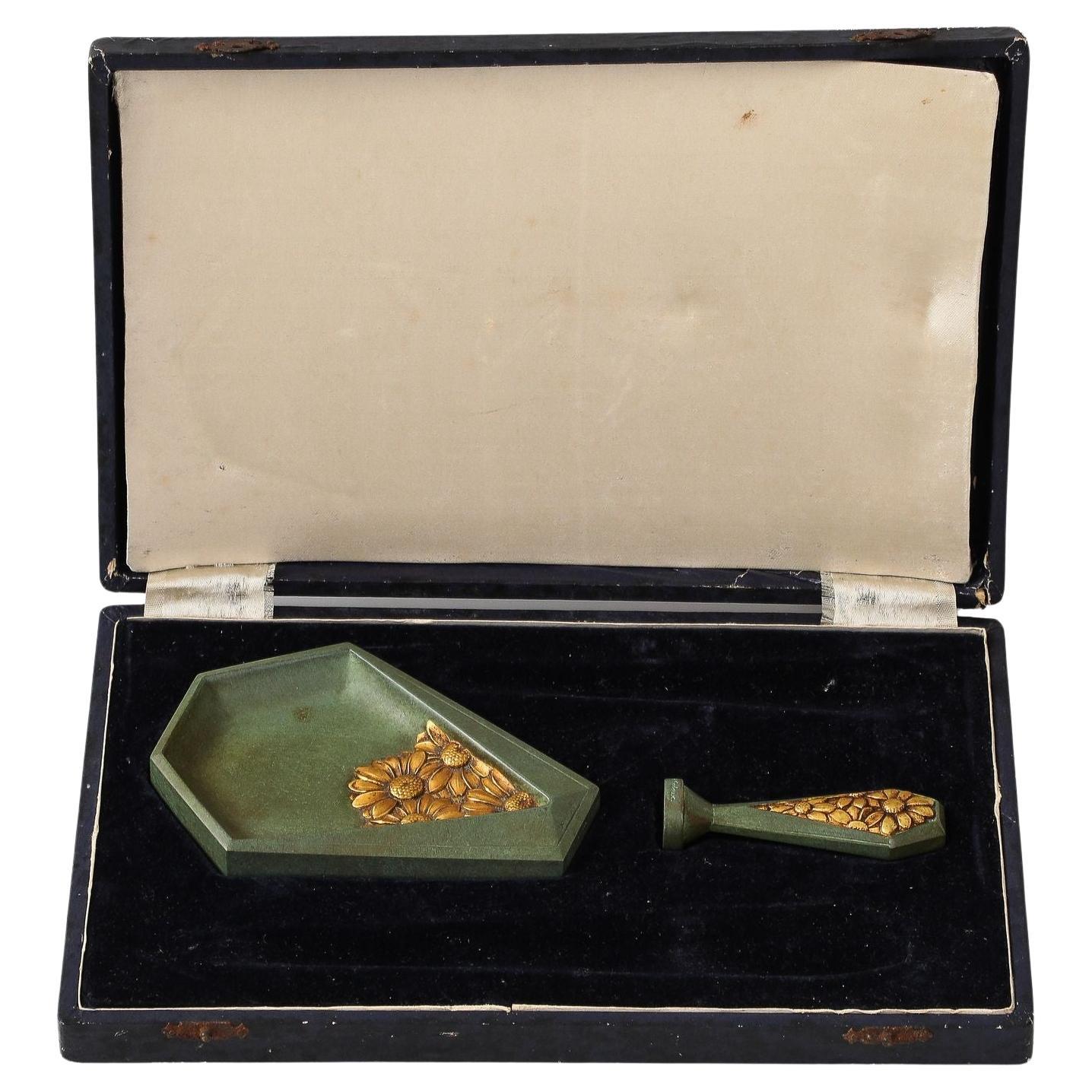 Art Deco Bronze Seal and Ink Tray by Sadoux