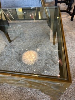 Art Deco Bronze Side Table w/ Natural Elements Motif