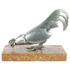 Art Deco Bronze Silver Plated Rooster