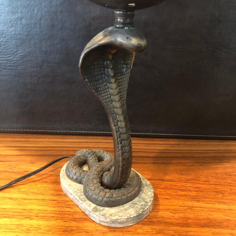Art Deco Bronze Snake / Cobra Table Lamp with Round Globe at 1stDibs | snake  lamp, snake bronze table lamp, cobra snake lamp