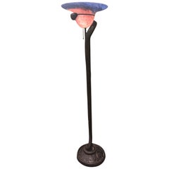 Art Deco Bronze Snake Floor Lamp in the Style of Edgar Brandt