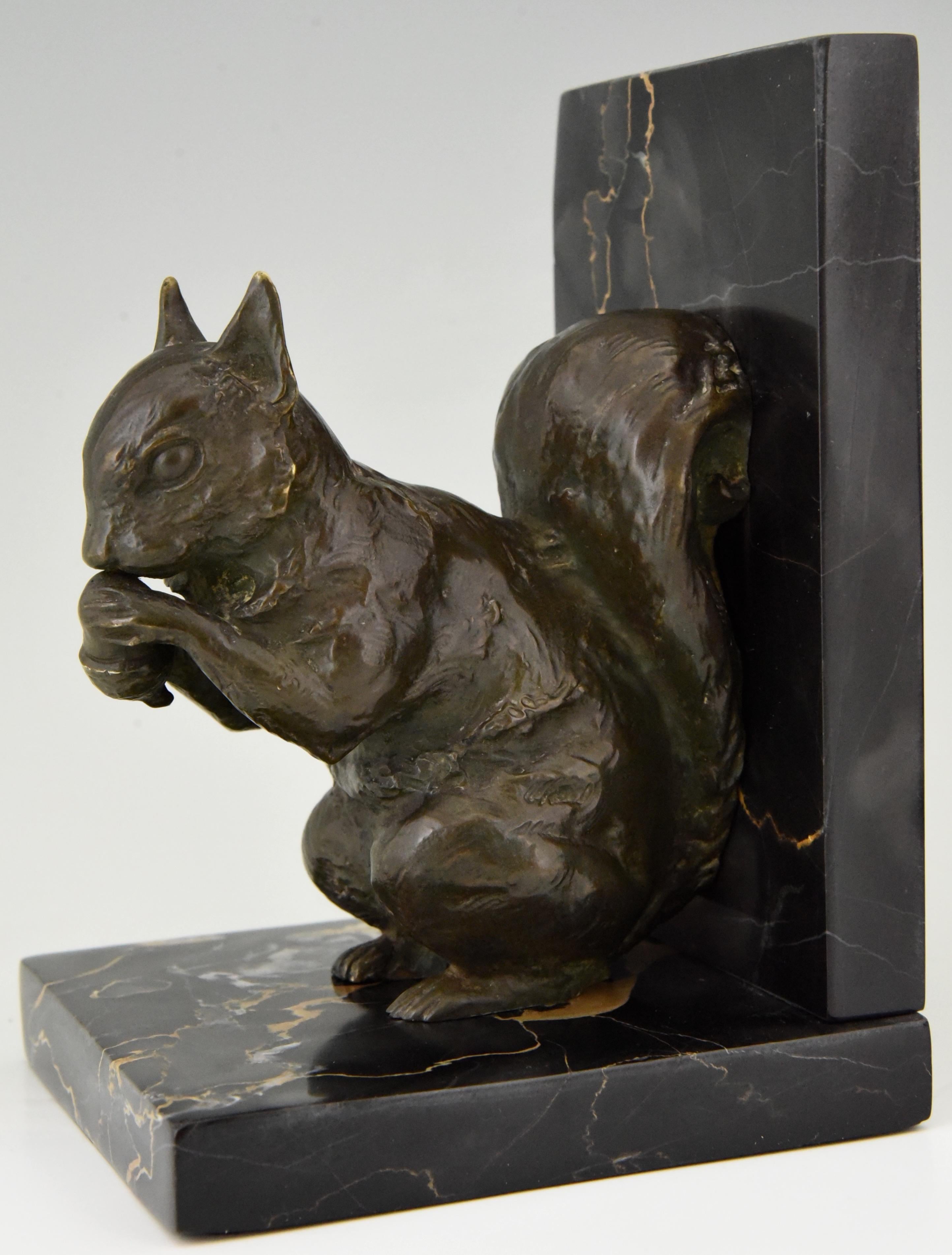 European Art Deco Bronze Squirrel Bookends Rene Papa, 1930