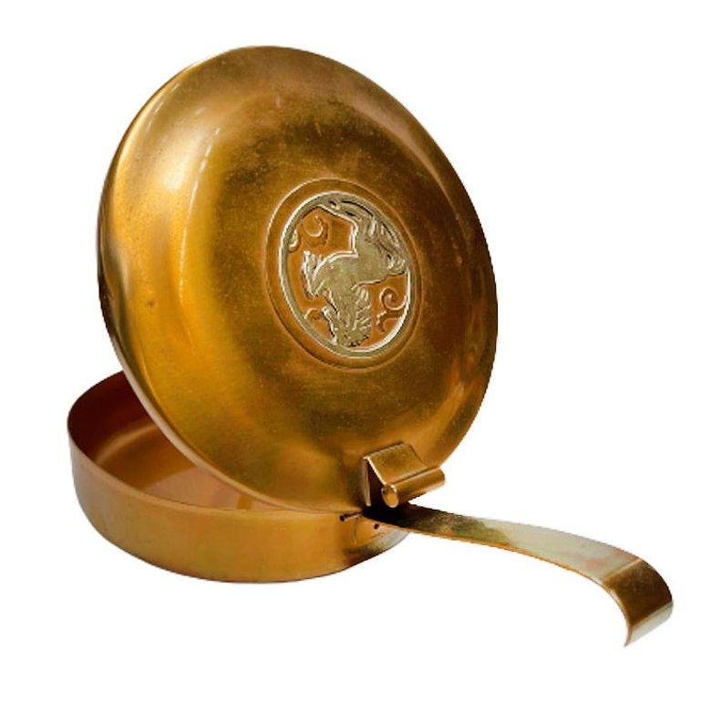 Padella per briciole Art Deco Bronze Stallion Crest Silent Butler di A. Silver Crest In condizioni ottime in vendita a Van Nuys, CA