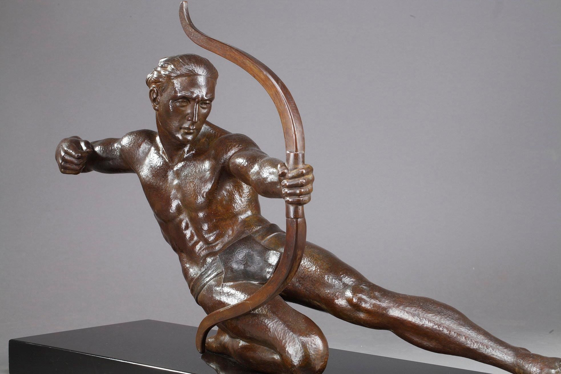 20th Century Art Deco Bronze Statue Archer