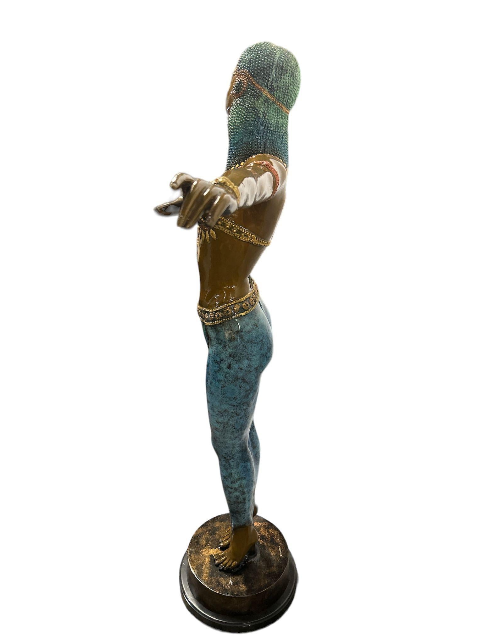 Art Deco Bronze Statue Chiparus Semiramis Egyptian Dancer Casting In Good Condition In Potters Bar, GB