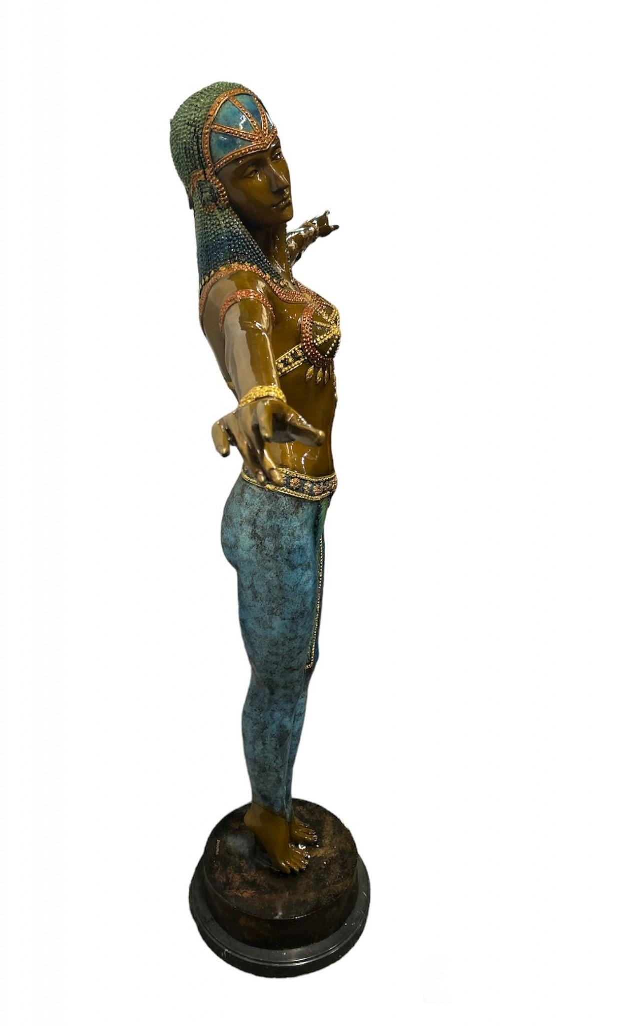 Late 20th Century Art Deco Bronze Statue Chiparus Semiramis Egyptian Dancer Casting