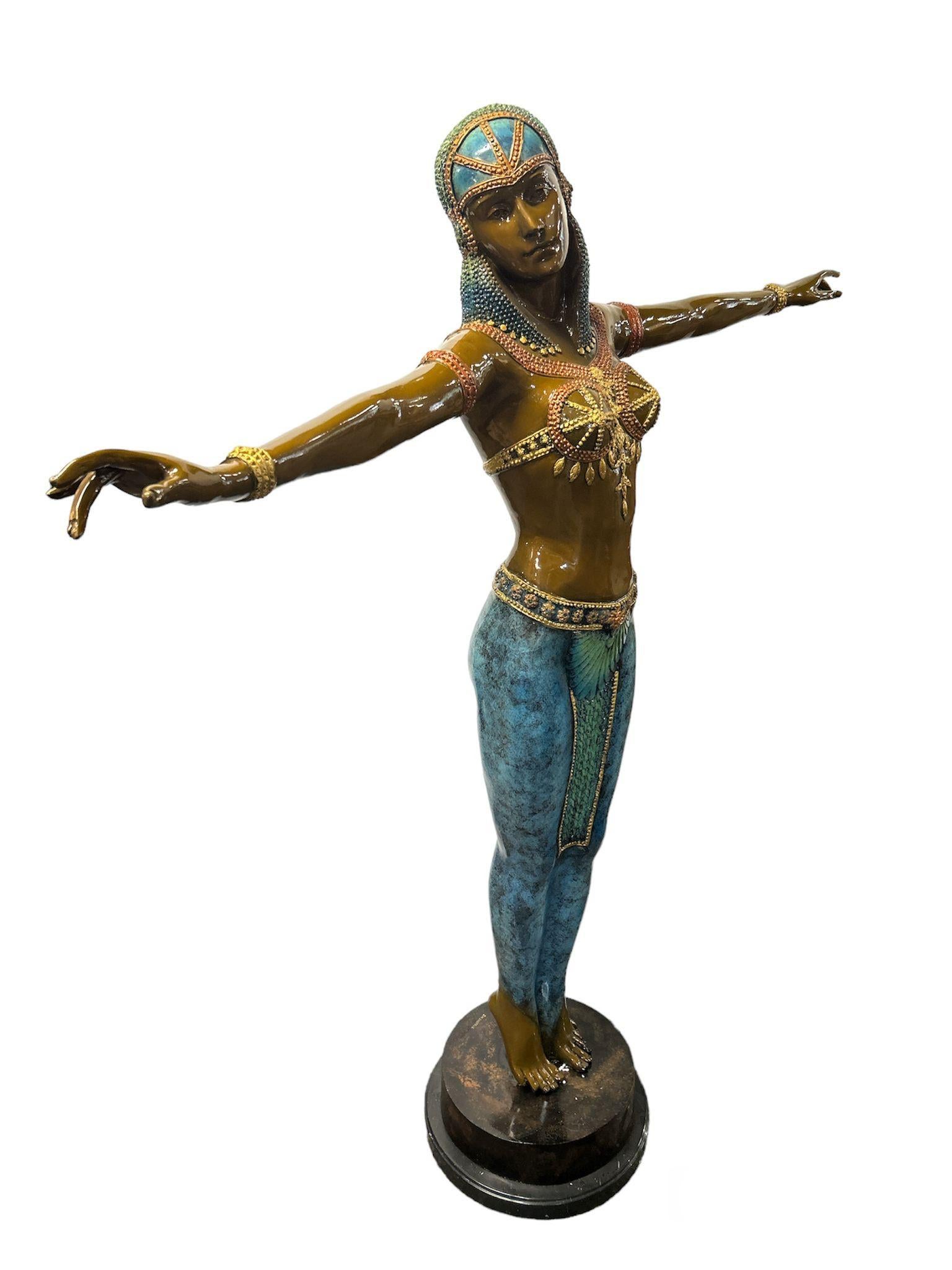 Art Deco Bronze Statue Chiparus Semiramis Egyptian Dancer Casting 1