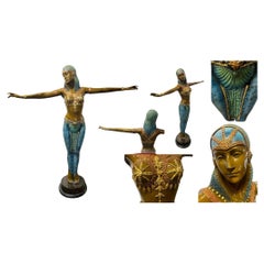 Art Deco Bronze Statue Chiparus Semiramis Egyptian Dancer Casting