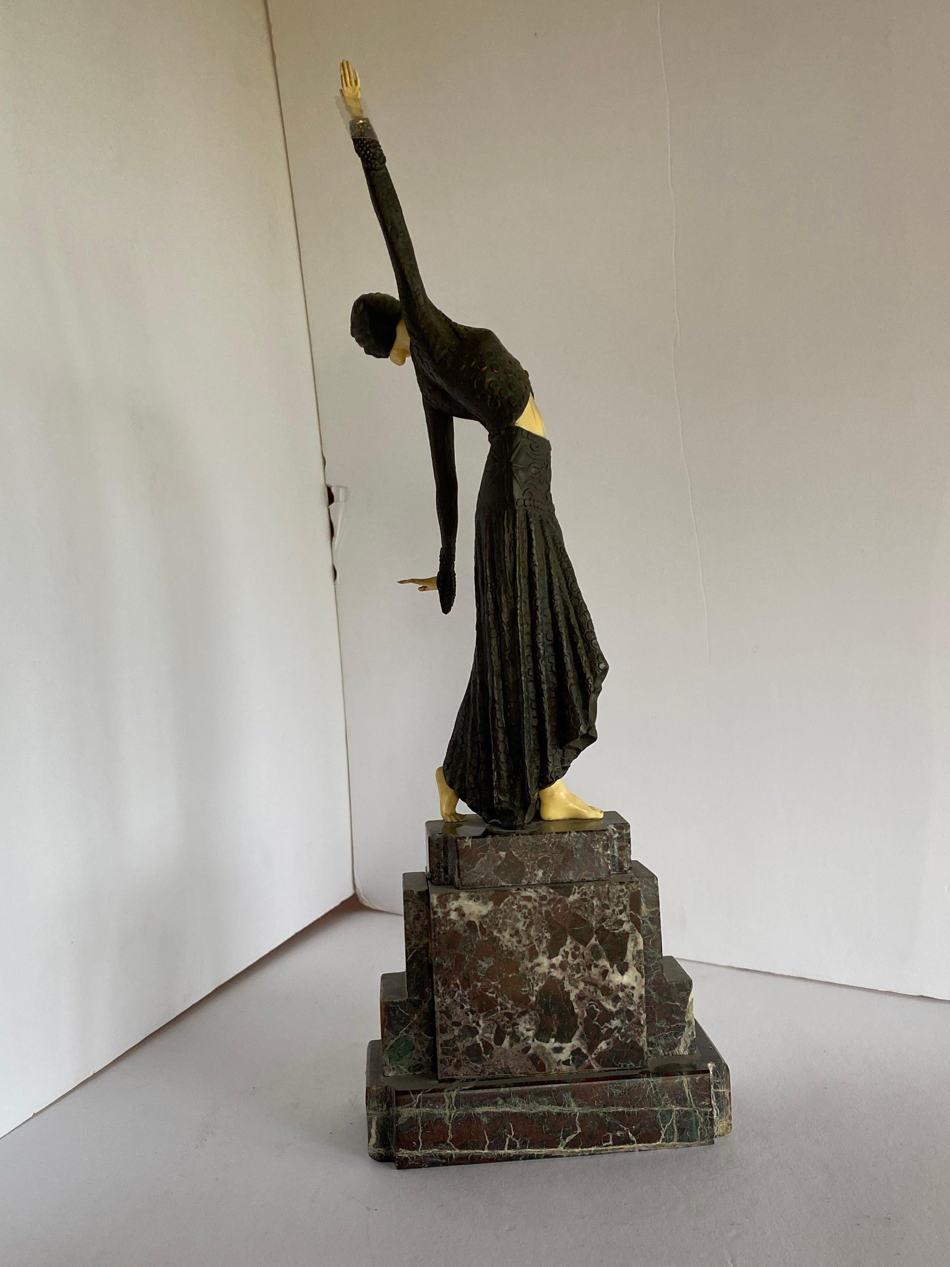 Art Deco Bronze Statue Female Dancer Flapper After Chiparus 4