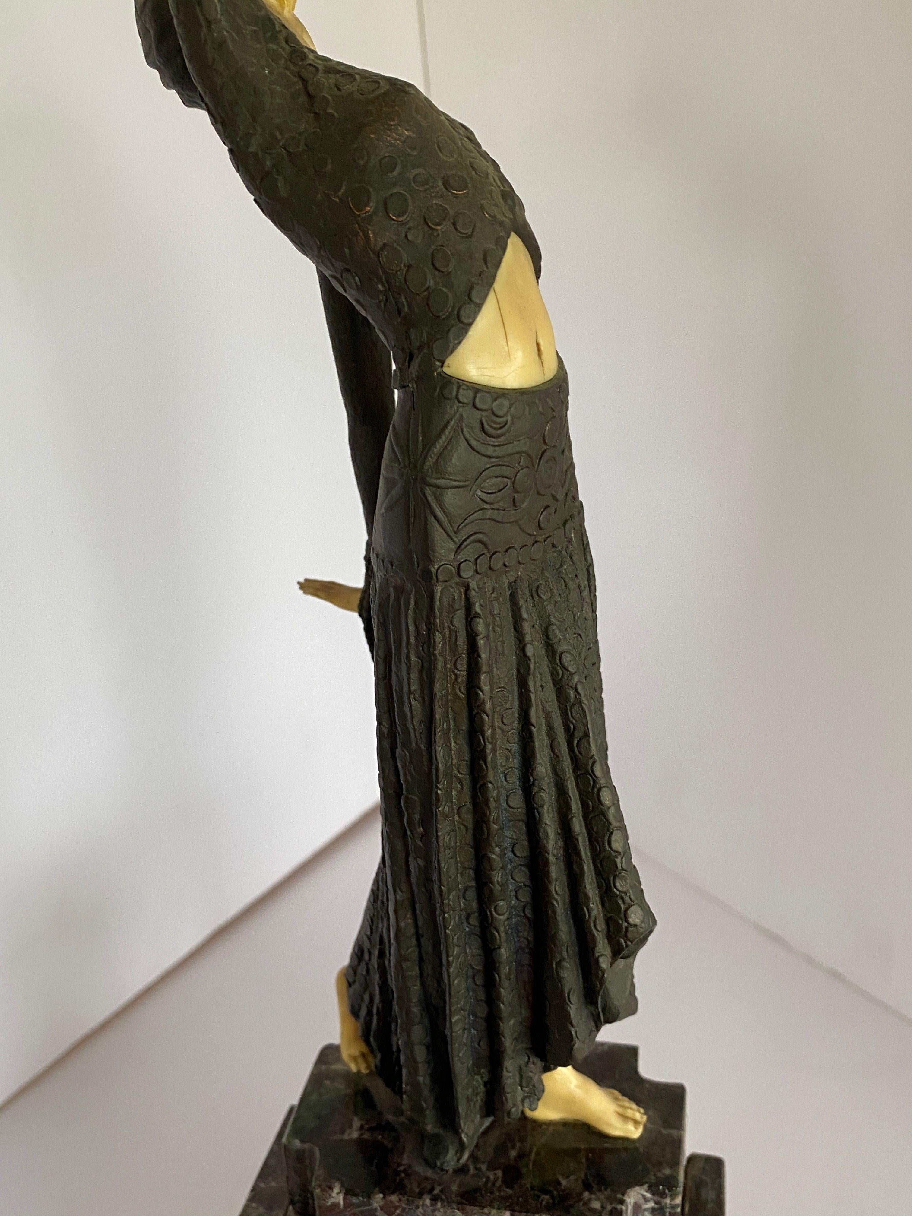 Art Deco Bronze Statue Female Dancer Flapper After Chiparus 5