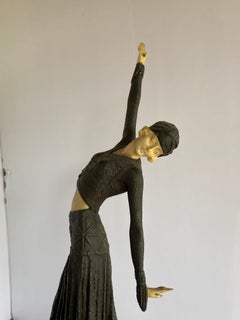 Art Deco Bronze Statue Female Dancer Flapper After Chiparus