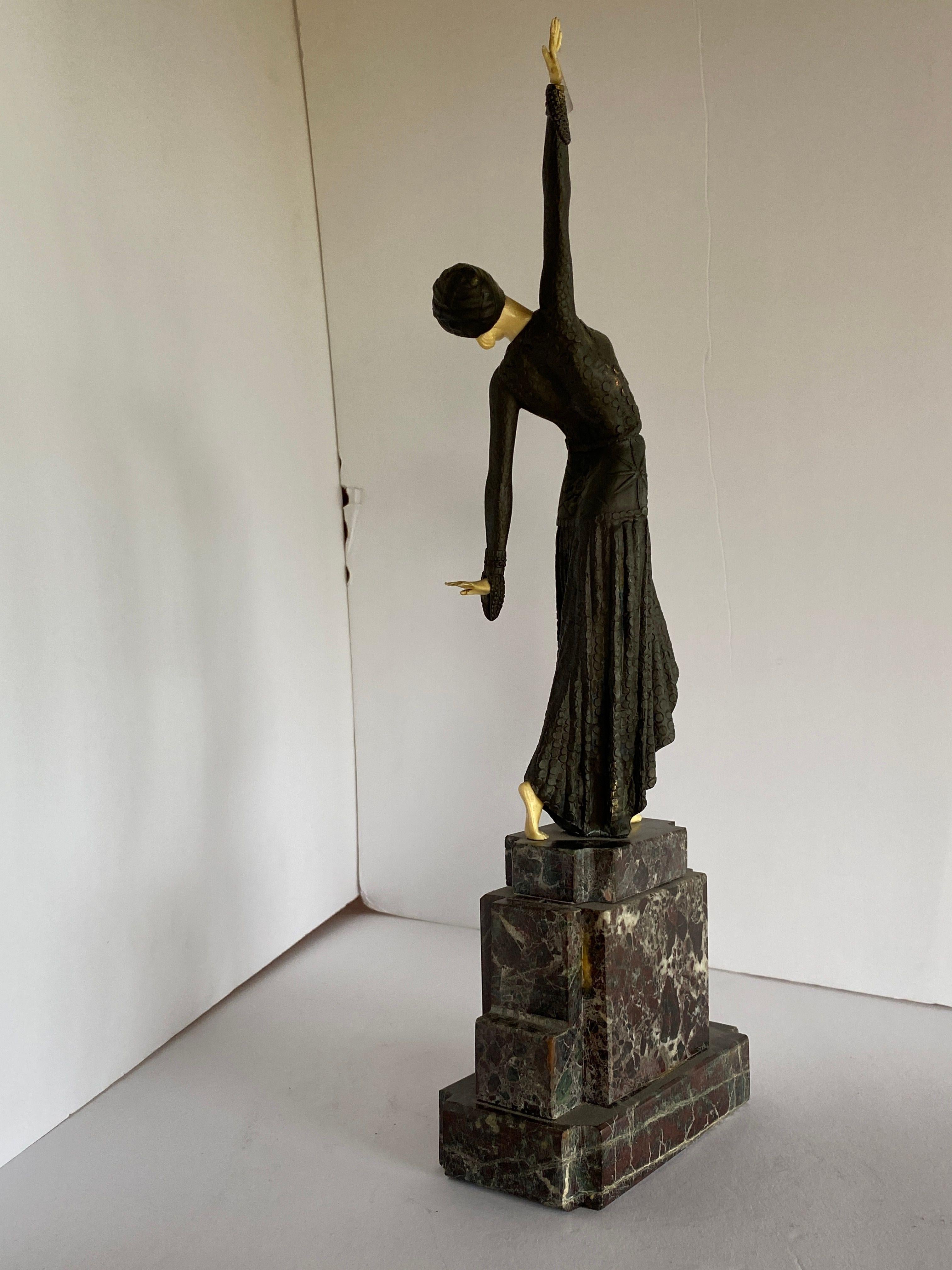 Art Deco Bronze Statue Female Dancer Flapper After Chiparus 2