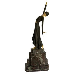 Art Deco Bronze Statue Female Dancer Flapper After Chiparus