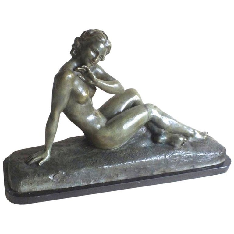 Art Deco Bronze Statue, France 1930s Classic Nude by Cipriani