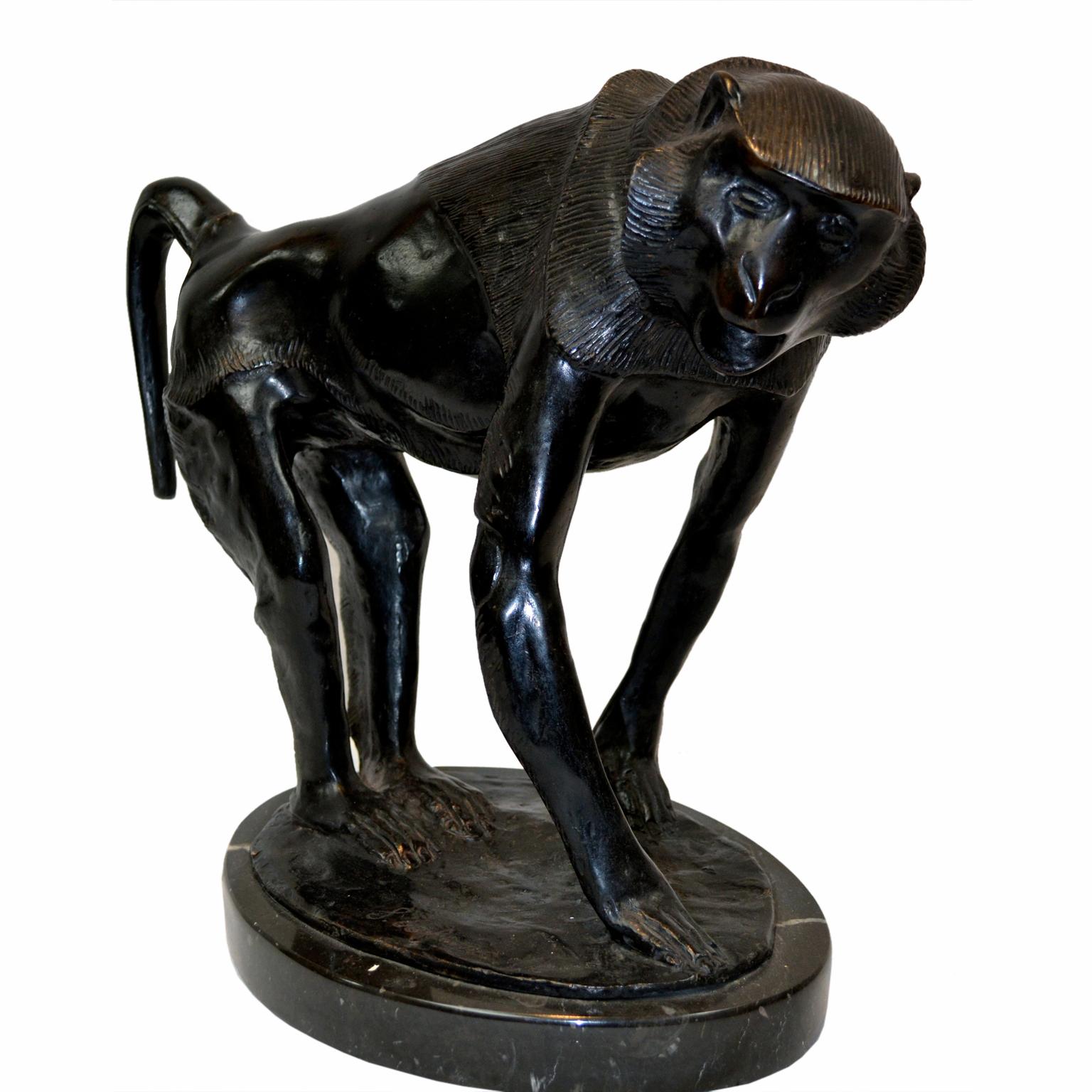 Art Deco  A Rare Bronze of  a Baboon by Sirio Tofanari For Sale