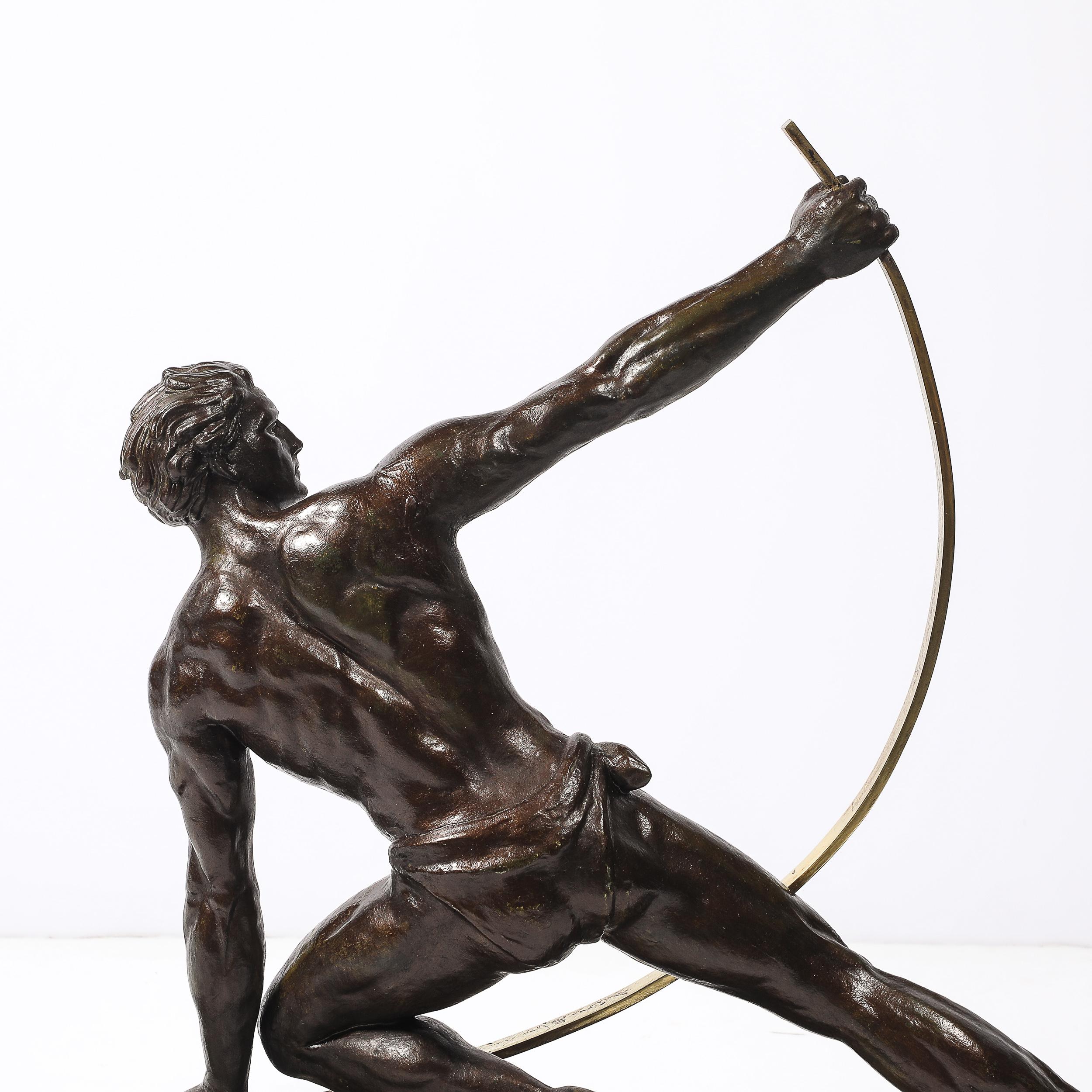 Statua di bronzo Art Deco di un uomo 
