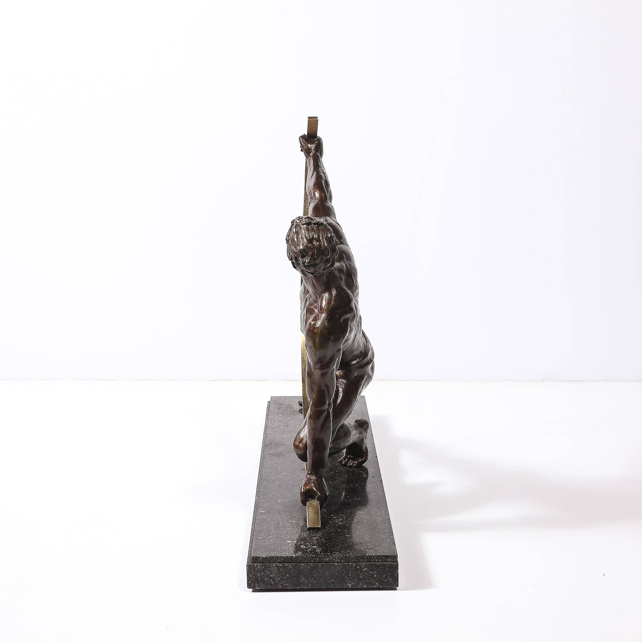 Statua di bronzo Art Deco di un uomo 