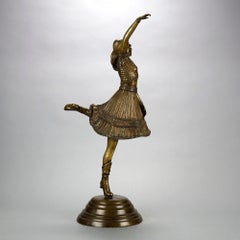 Art Deco Bronze Statue Sculpture of Female Dancer, 20th C