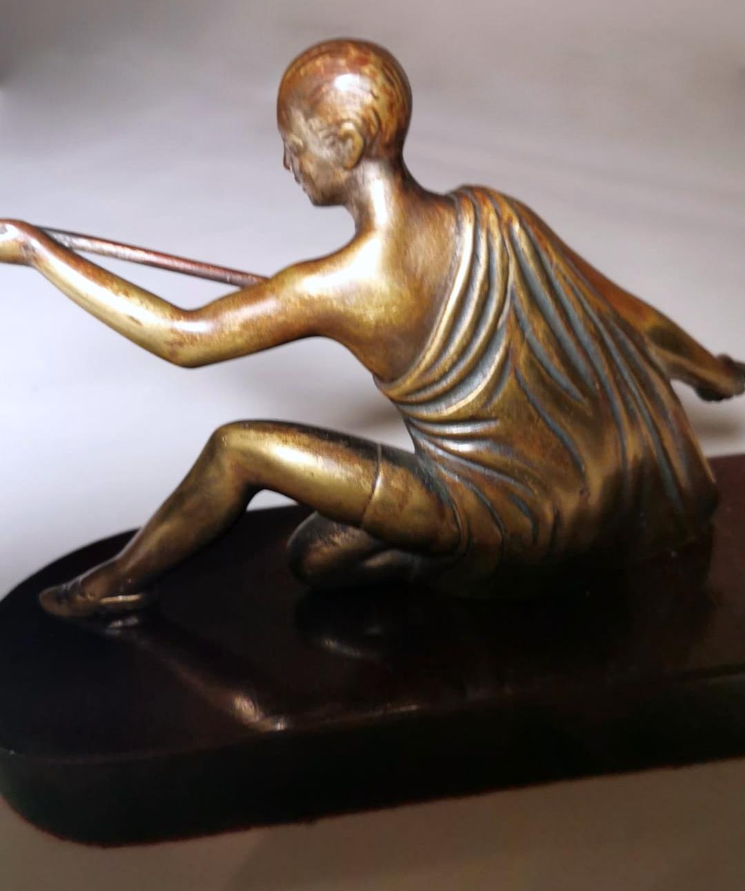Art Deco Bronze Statuette Depicting A Young Gymnast For Sale 4