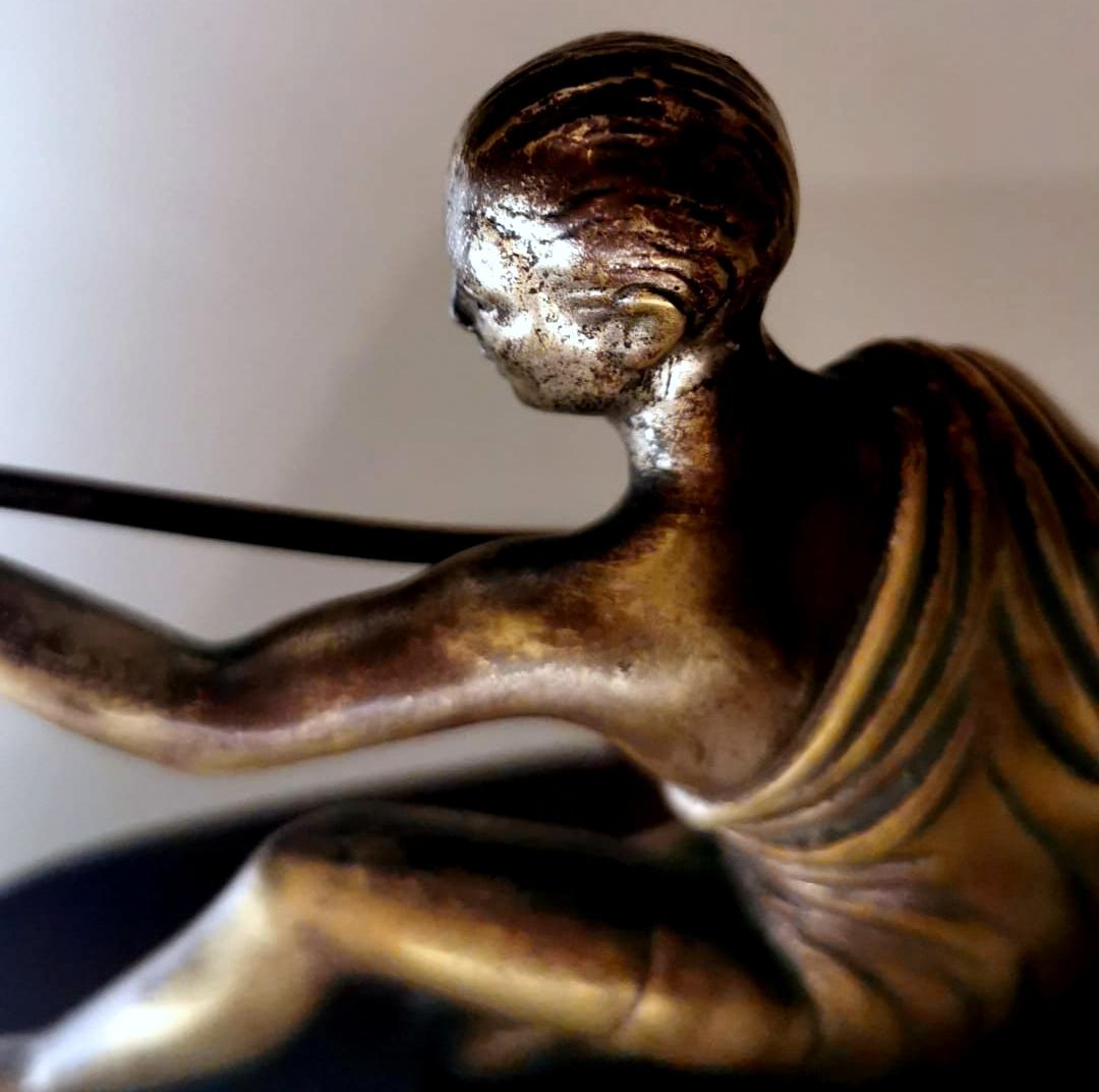 Art Deco Bronze Statuette Depicting A Young Gymnast For Sale 5