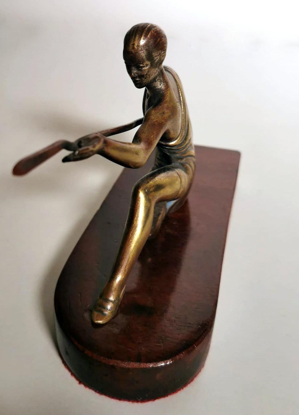 Art Deco Bronze Statuette Depicting A Young Gymnast For Sale 6