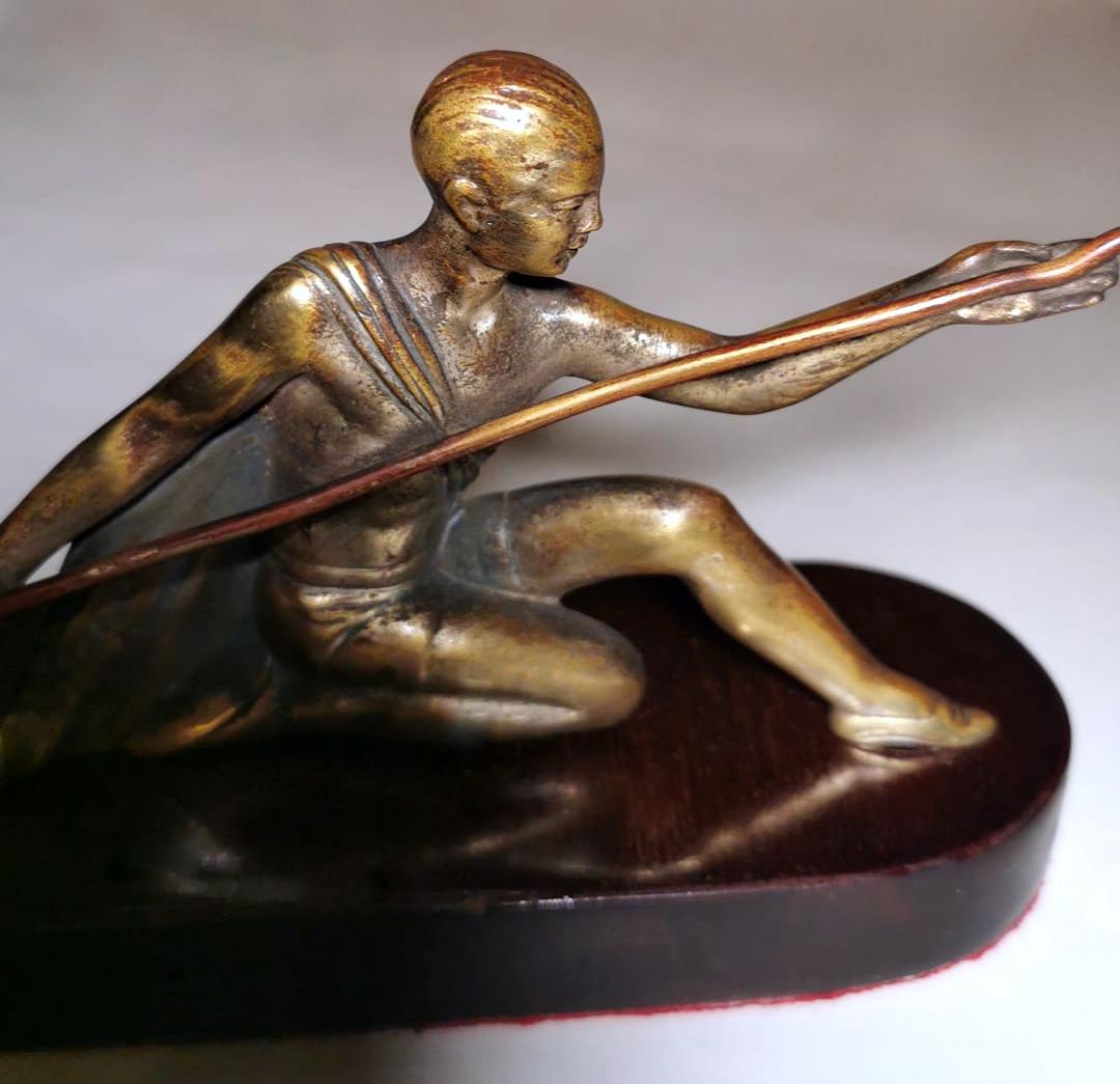 French Art Deco Bronze Statuette Depicting A Young Gymnast For Sale