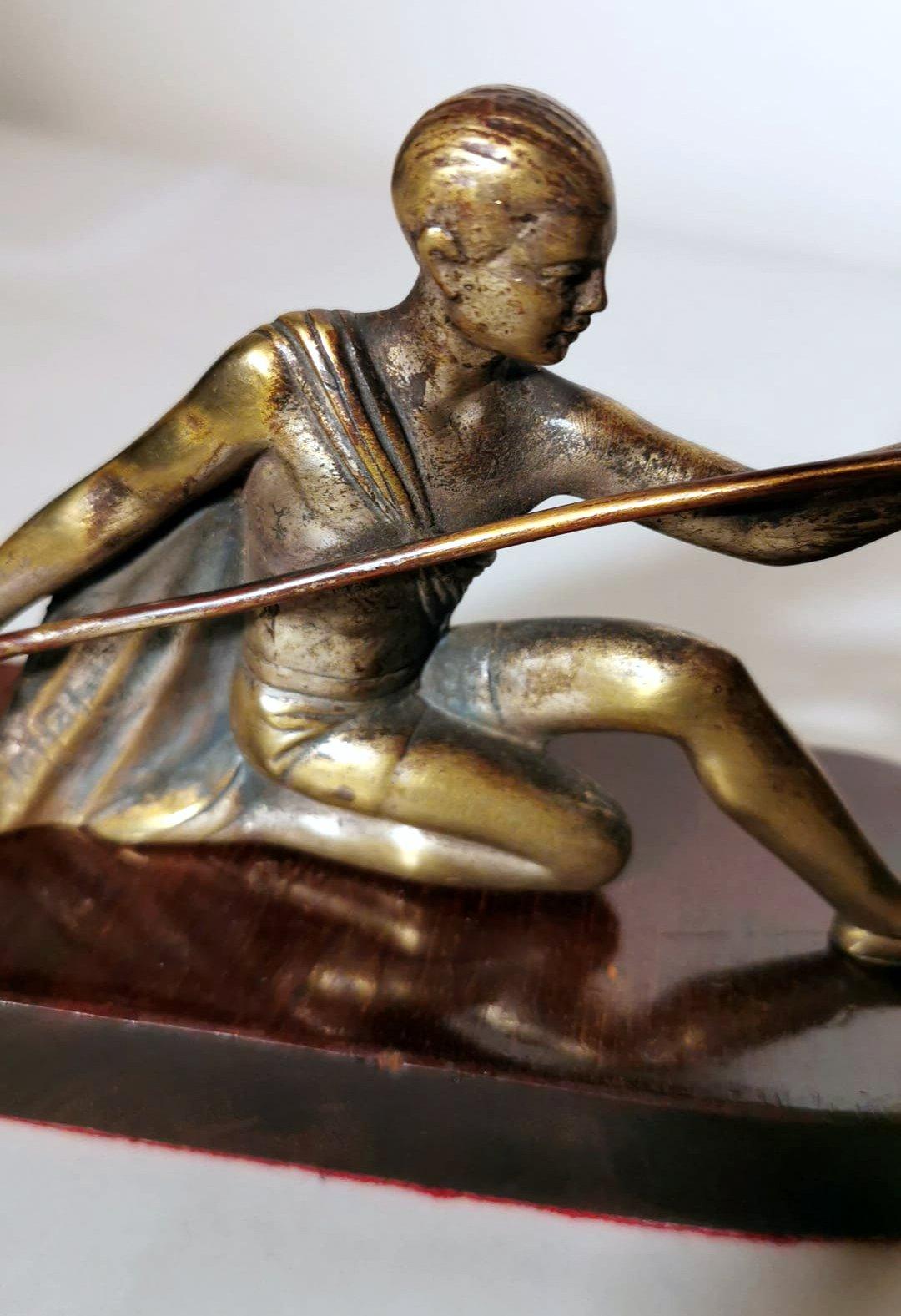 Art Deco Bronze Statuette Depicting A Young Gymnast In Good Condition For Sale In Prato, Tuscany