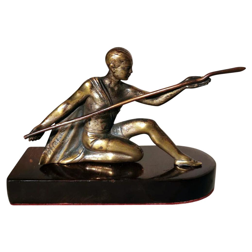 Statuette en bronze Art Déco représentant un jeune nageur