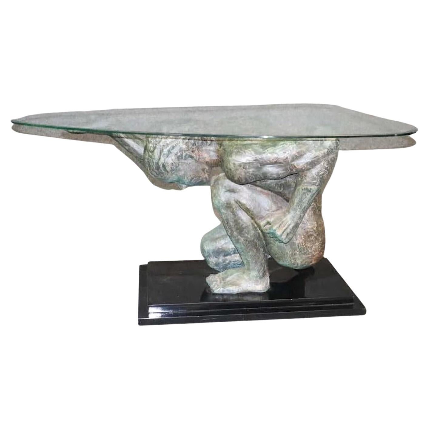 Table console de style Art Déco en bronze en vente