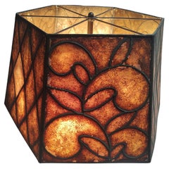 Art Deco Bronze Table Lamp with a Stylized Mica Shade by Oscar Bach