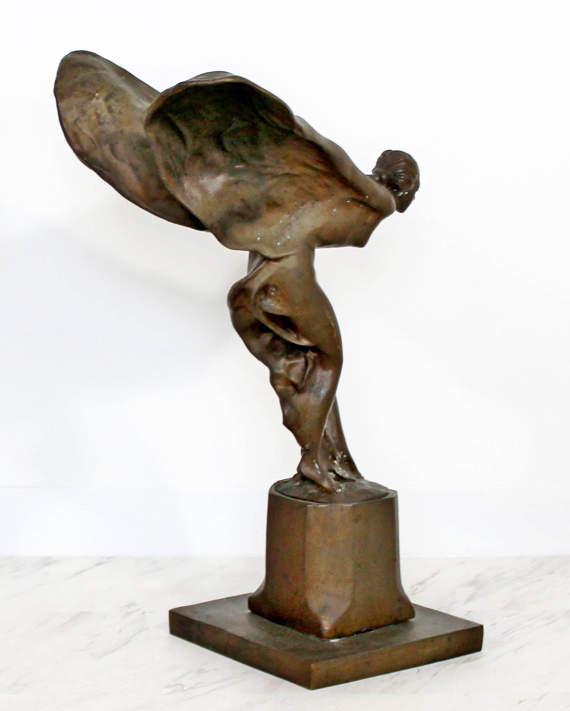 British Art Deco Bronze Table Sculpture Spirit of Ecstasy Charles Sykes for Rolls Royce