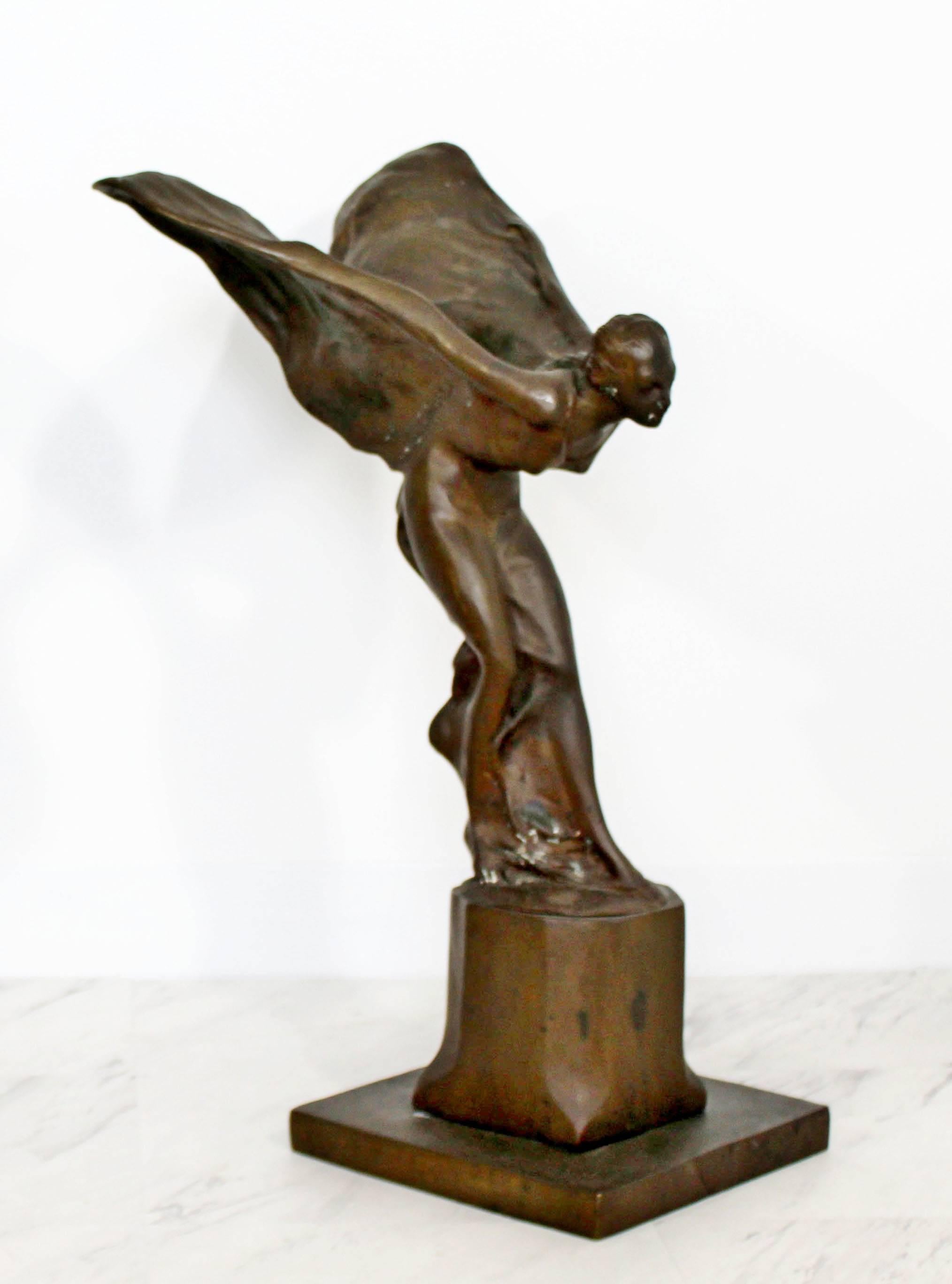 Mid-20th Century Art Deco Bronze Table Sculpture Spirit of Ecstasy Charles Sykes for Rolls Royce