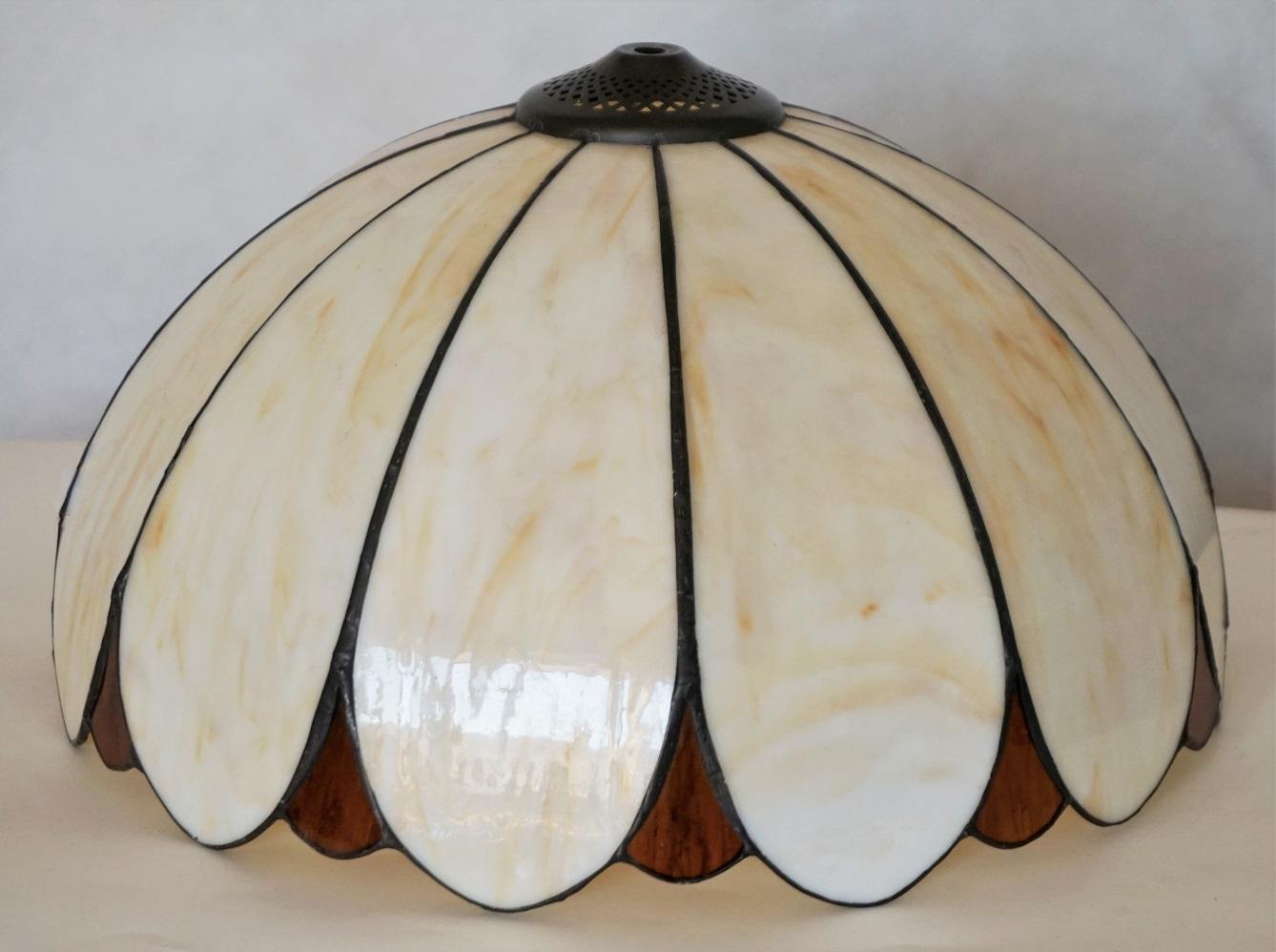 Art Deco Bronze Three-Light Table Lamp with Bent Slag Glass Shade, 1910-1920 5