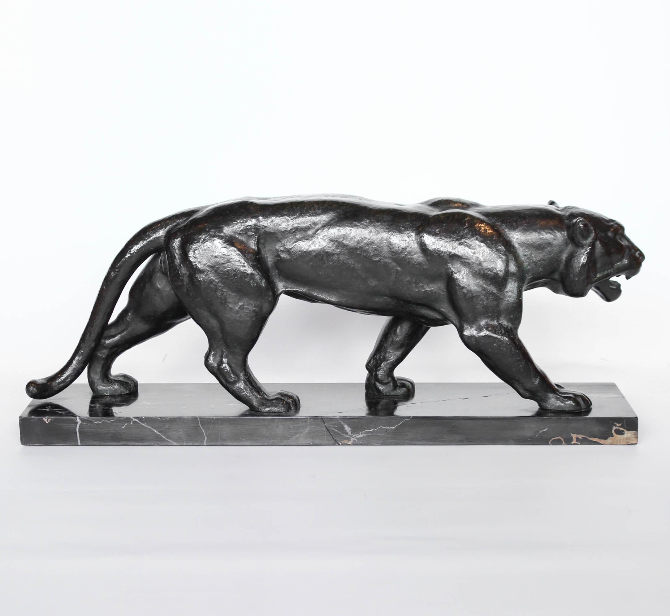 Art Deco Bronze Tiger by Henri Bargas In Good Condition In Forest Row, East Sussex