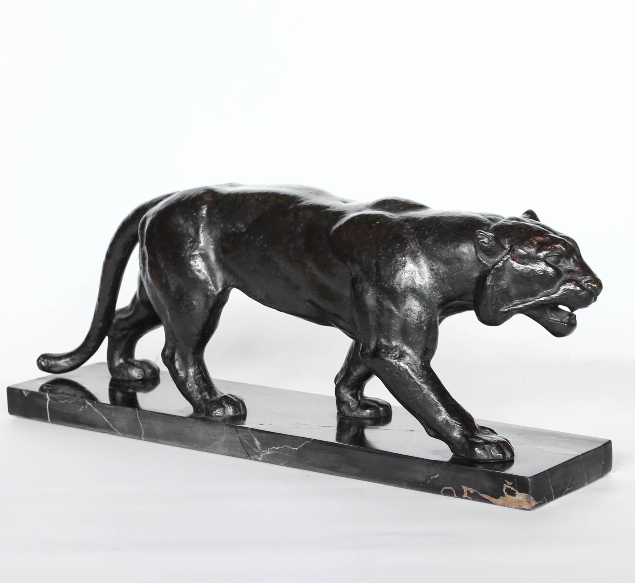 Mid-20th Century Art Deco Bronze Tiger by Henri Bargas