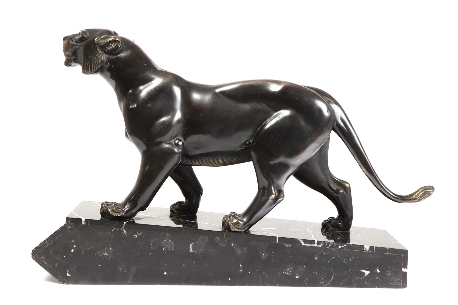 Art Deco Bronze Tiger by Irene Rochard, circa 1920 3