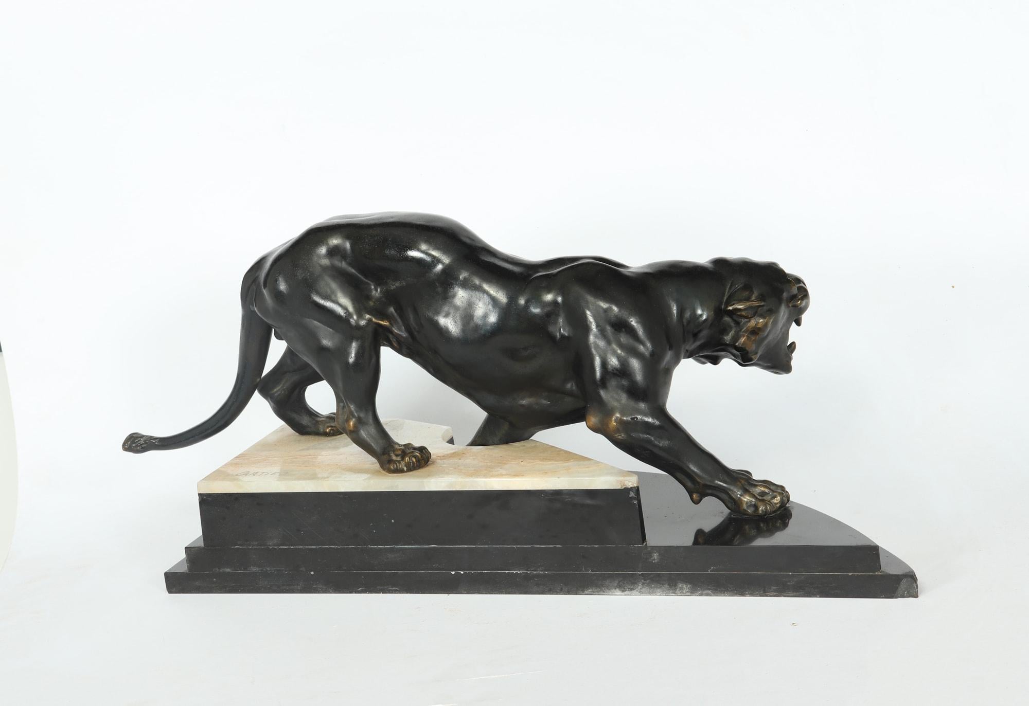 Début du 20ème siècle Tigre Art Déco de Thomas Cartier, vers 1925